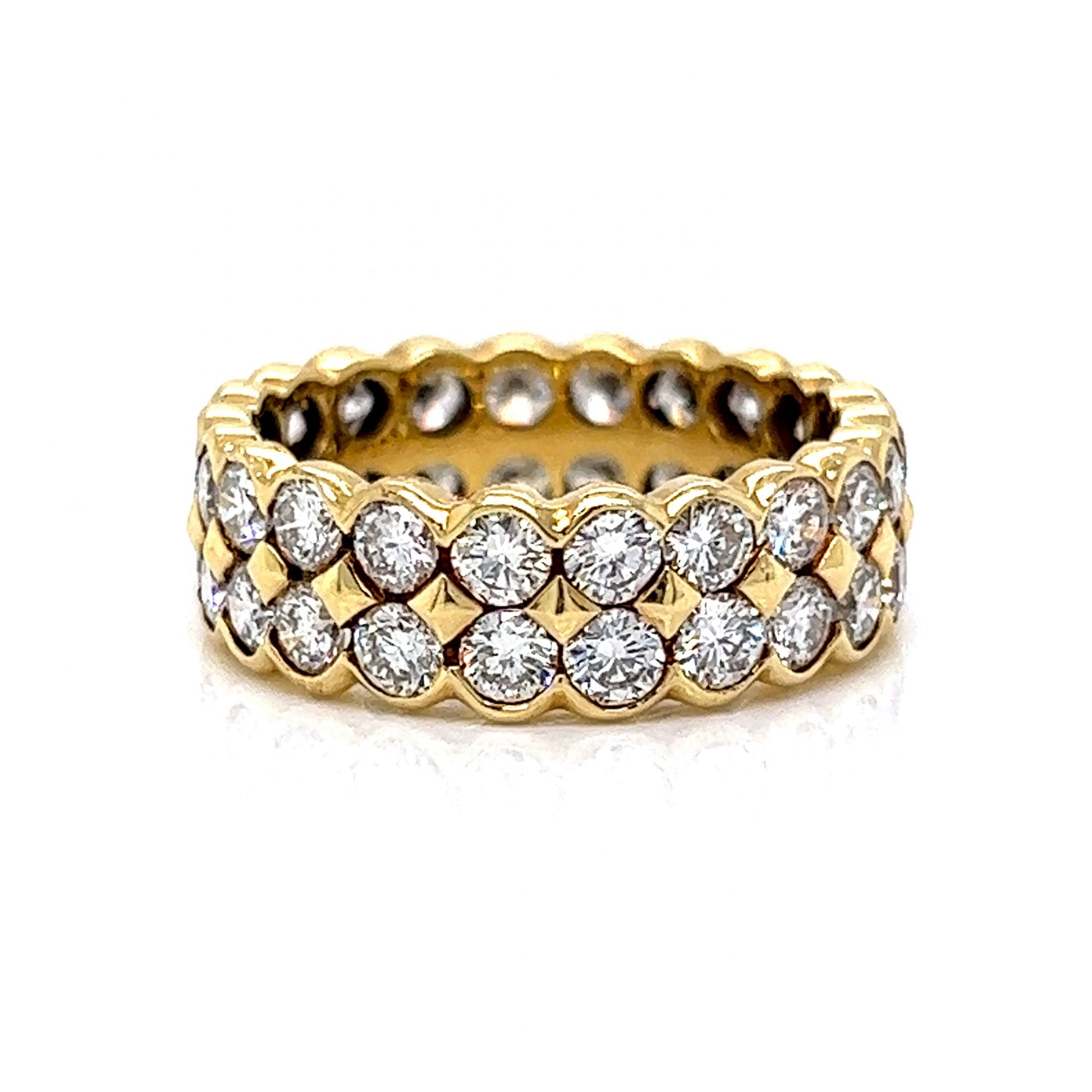 Two Row Bezel Set Diamond Eternity Band in 18k Yellow Gold