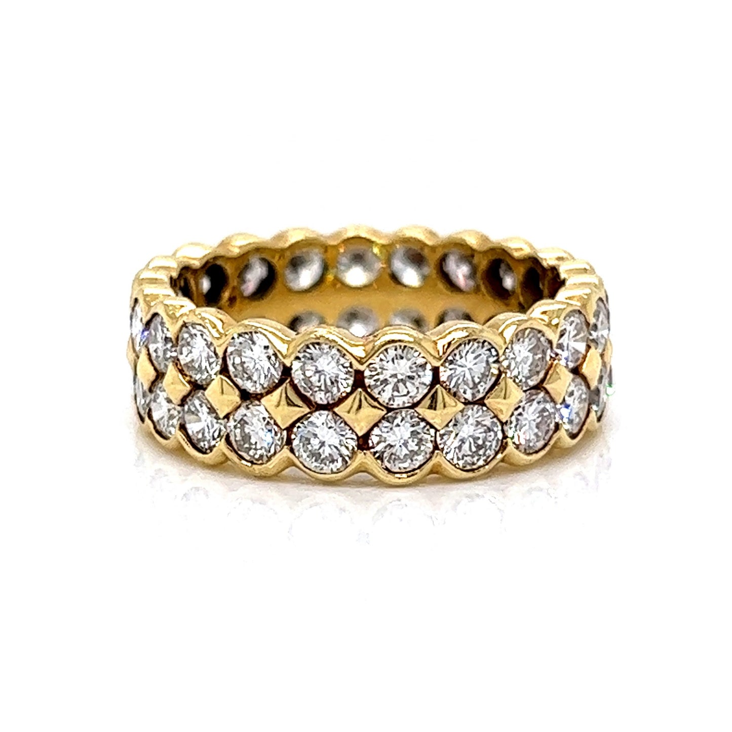 Two Row Bezel Set Diamond Eternity Band in 18k Yellow Gold