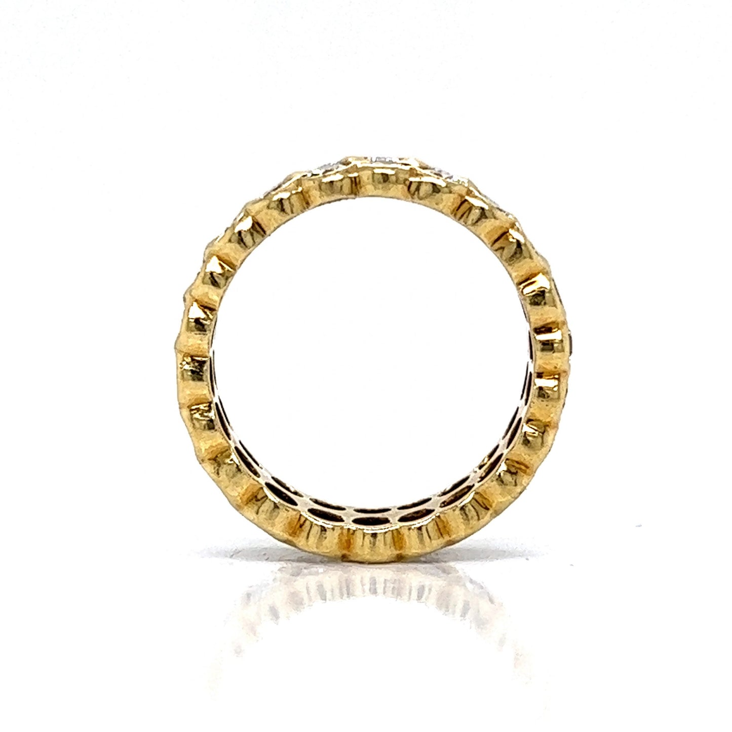 Two Row Bezel Set Diamond Eternity Band in 18k Yellow Gold