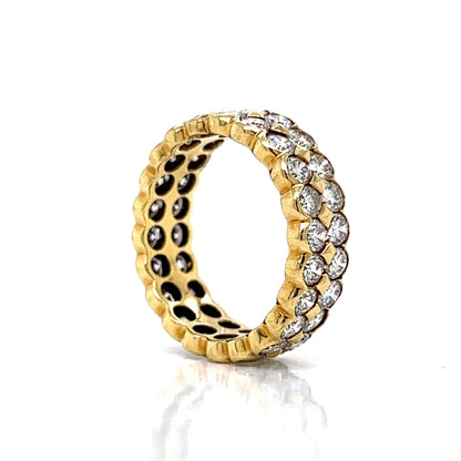 Two Row Bezel Set Diamond Eternity Band in 18k Yellow Gold