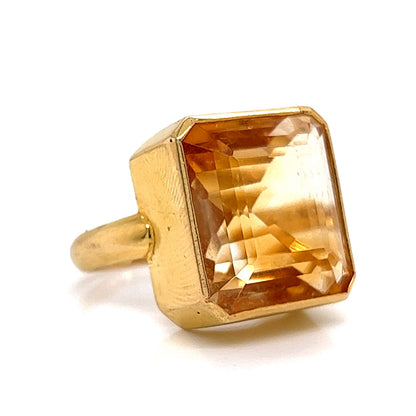 Bezel Set Citrine Cocktail Ring in 20k Yellow Gold
