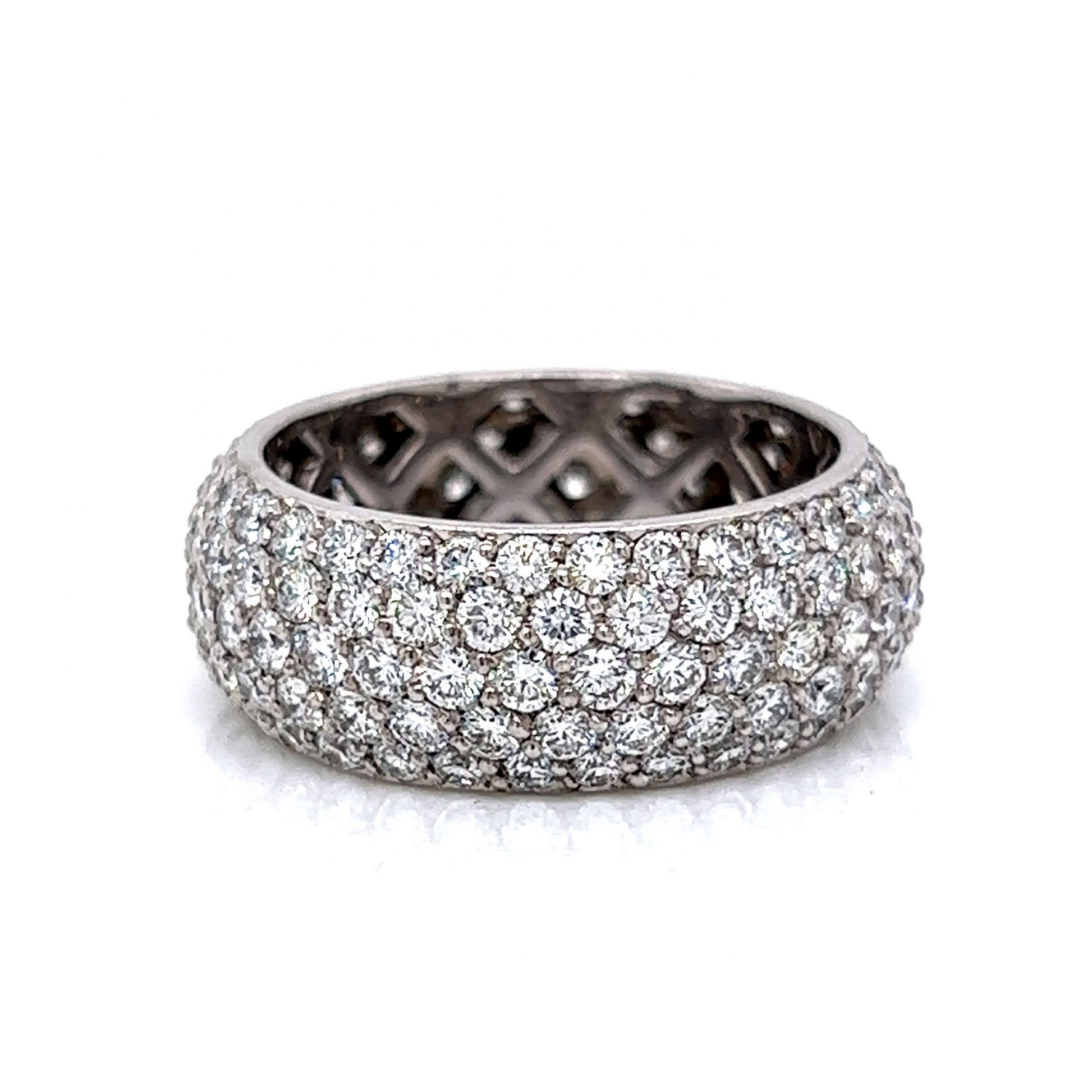 Pave Round Diamond Eternity Cocktail Ring in 18k White Gold