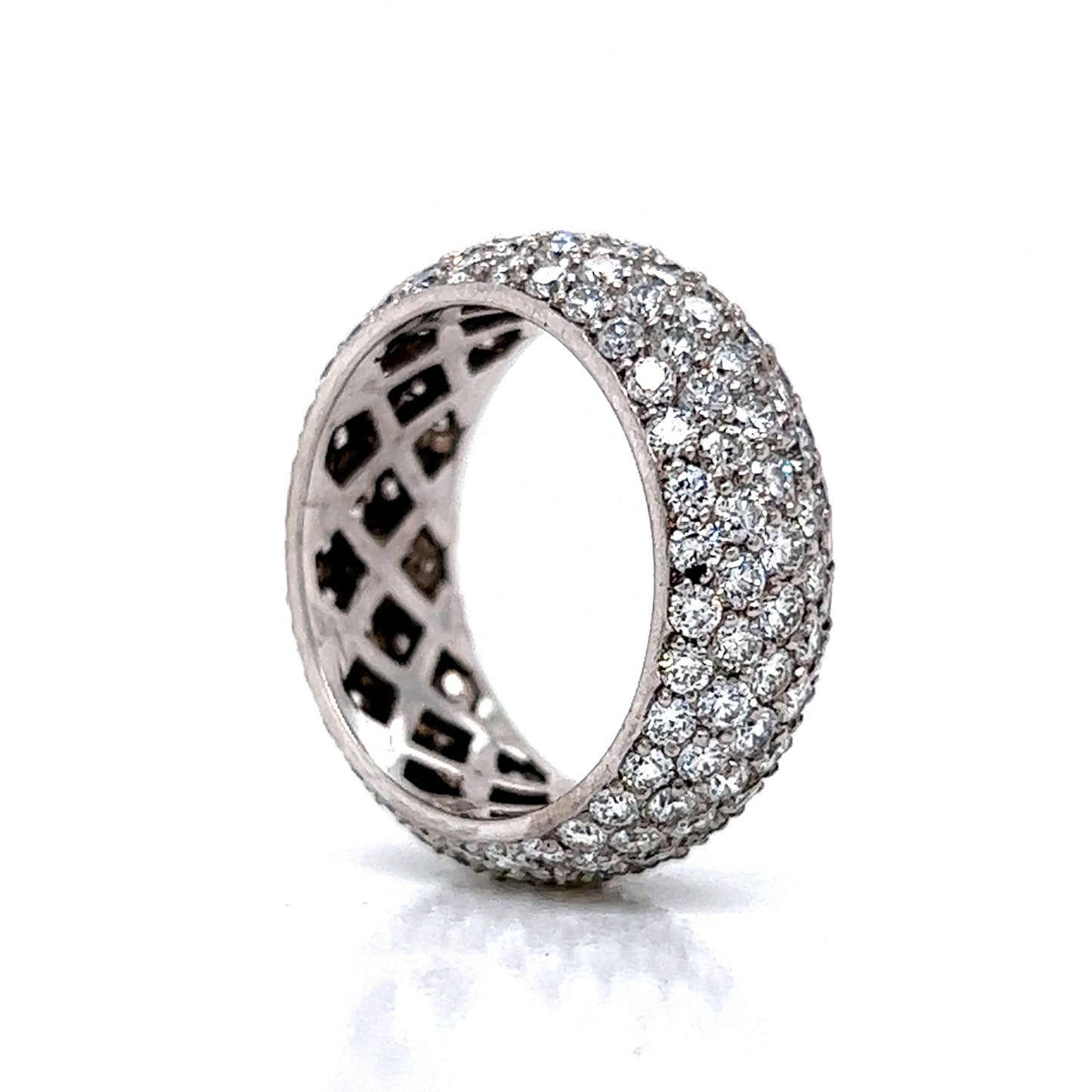 Pave Round Diamond Eternity Cocktail Ring in 18k White Gold