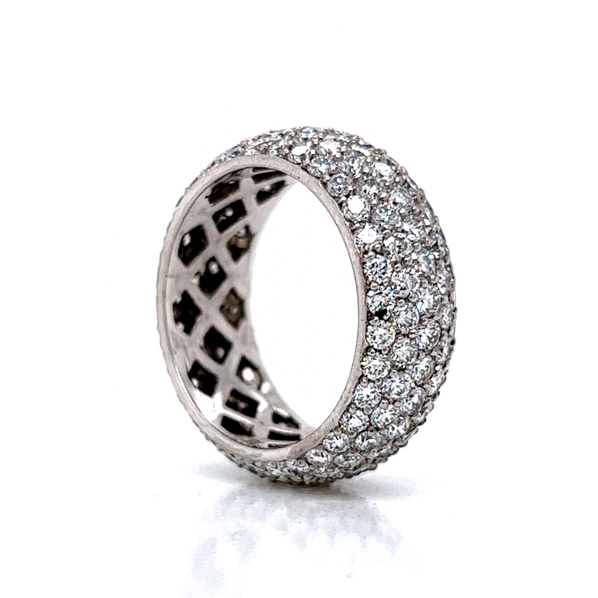 Pave Round Diamond Eternity Cocktail Ring in 18k White Gold