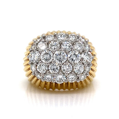 Oval Shaped Diamond Textured Cocktail Ring in 18k & Platinum