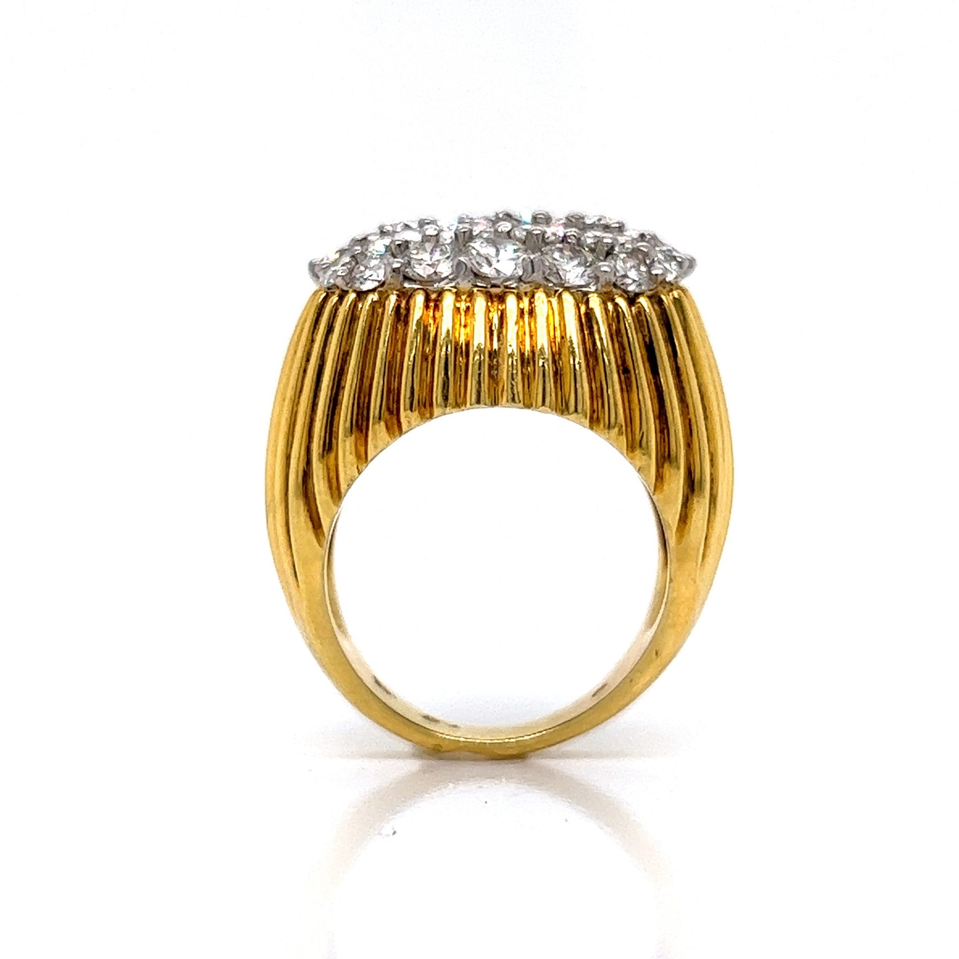 Oval Shaped Diamond Textured Cocktail Ring in 18k & Platinum