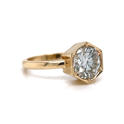 Hexagon Bezel Set Diamond Engagement Ring in 14k Gold