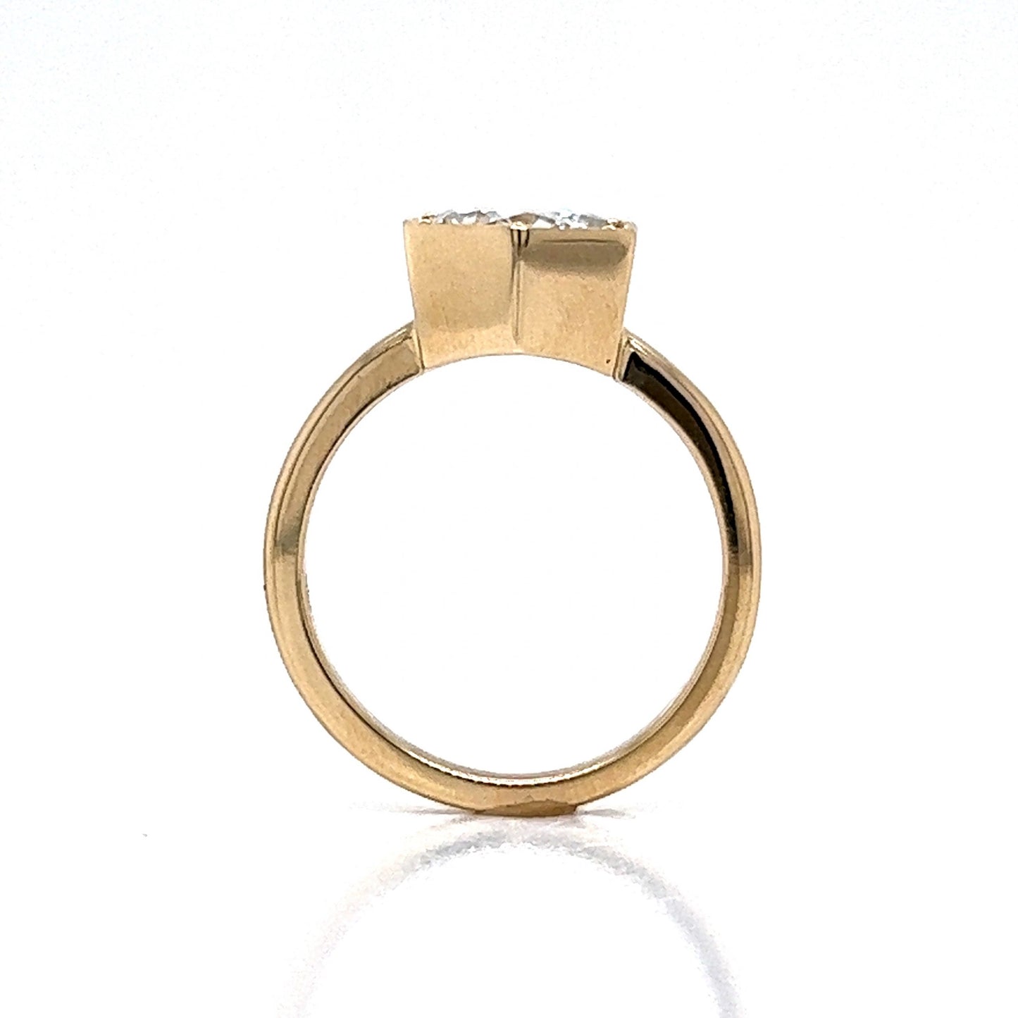 Hexagon Bezel Set Diamond Engagement Ring in 14k Gold