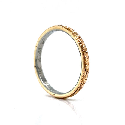 1950's Engraved Wedding Band in 14k Yellow Gold