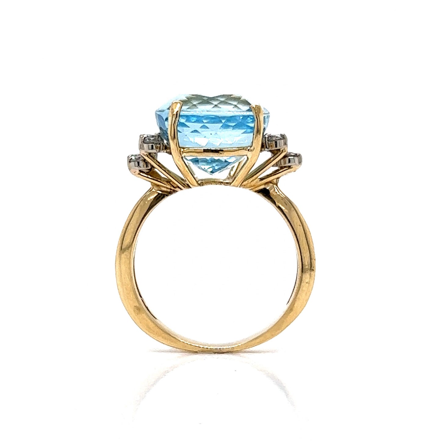 Cushion Cut Aquamarine & Diamond Cocktail Ring in 14k Gold