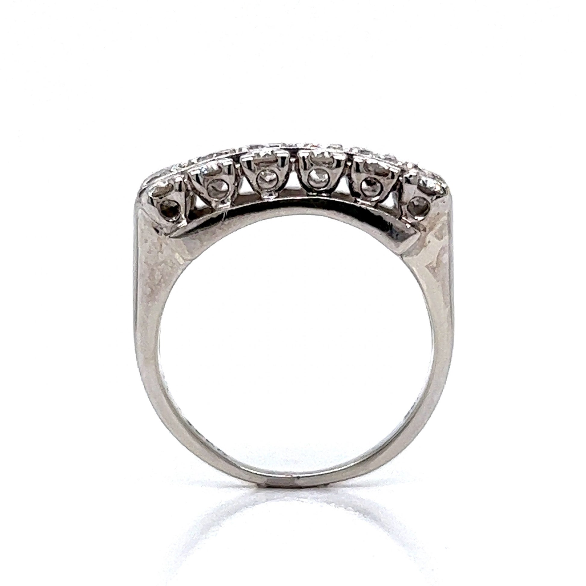 Three Row Diamond Cocktail Ring in 14k White Gold