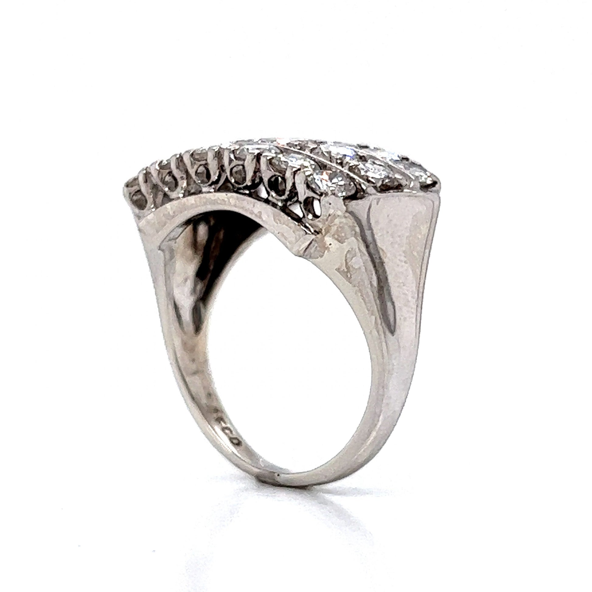 Three Row Diamond Cocktail Ring in 14k White Gold