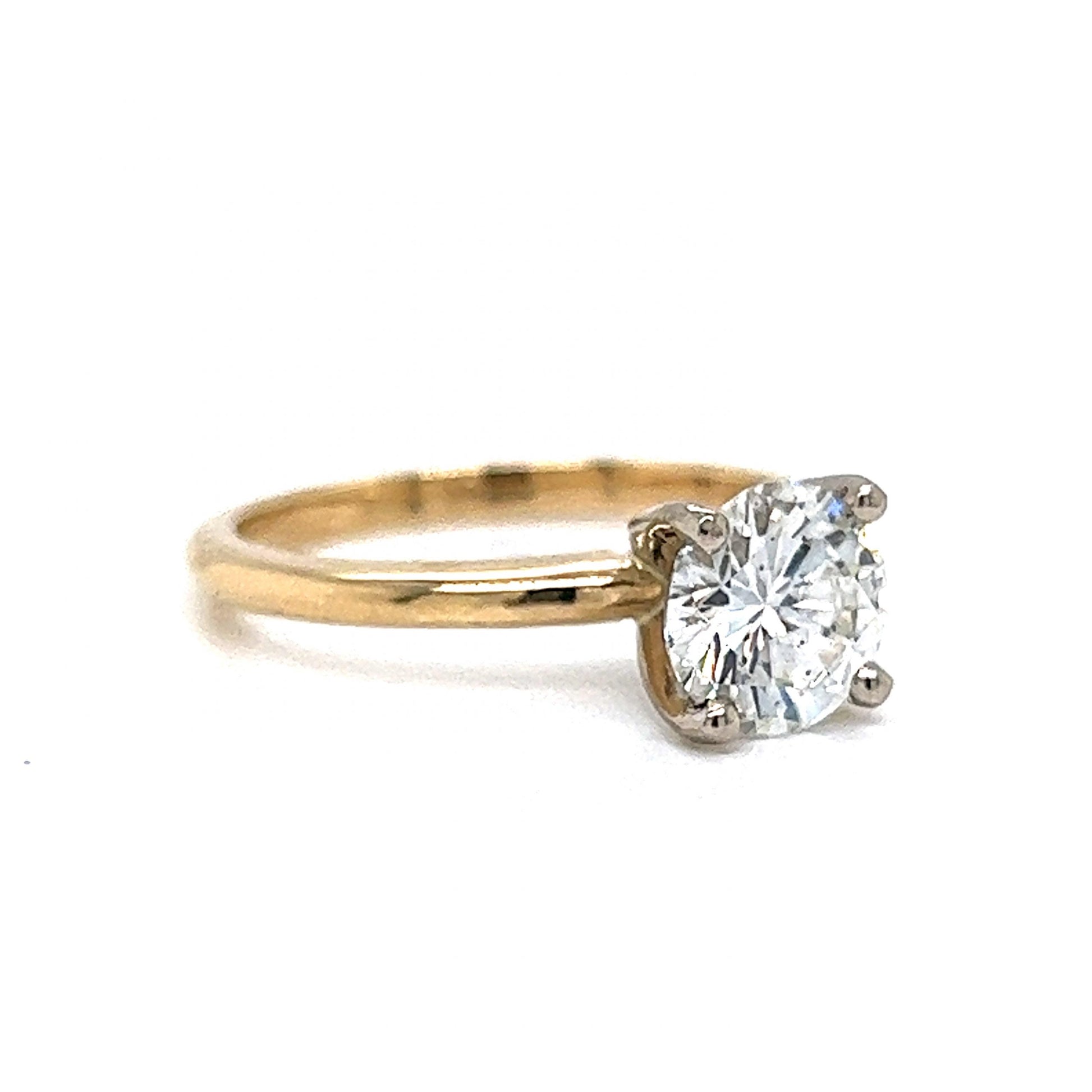 1.28 Round Brilliant Cut Diamond Engagement Ring in 14k Gold