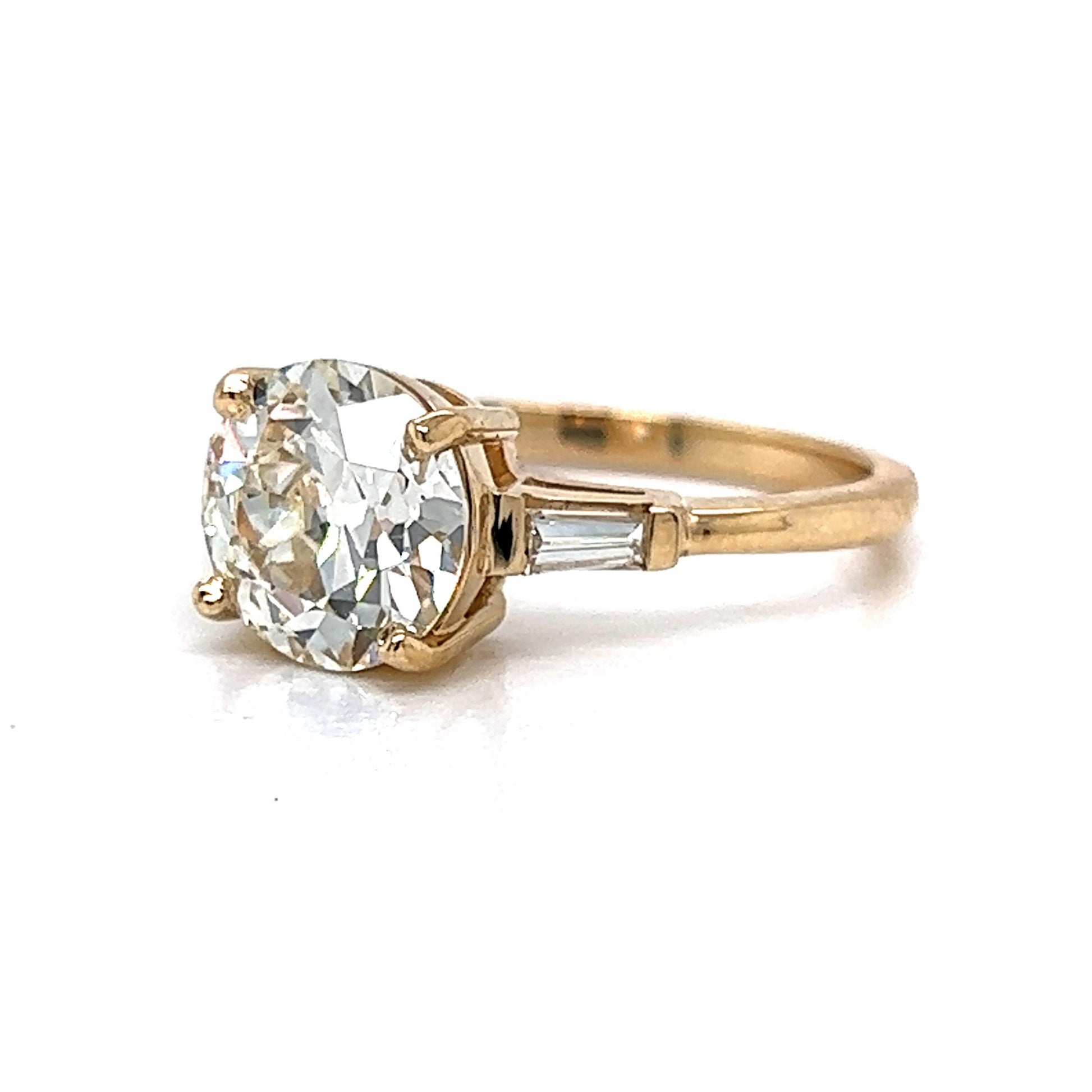 2.04 Old European Cut Diamond Engagement Ring in 14k Gold