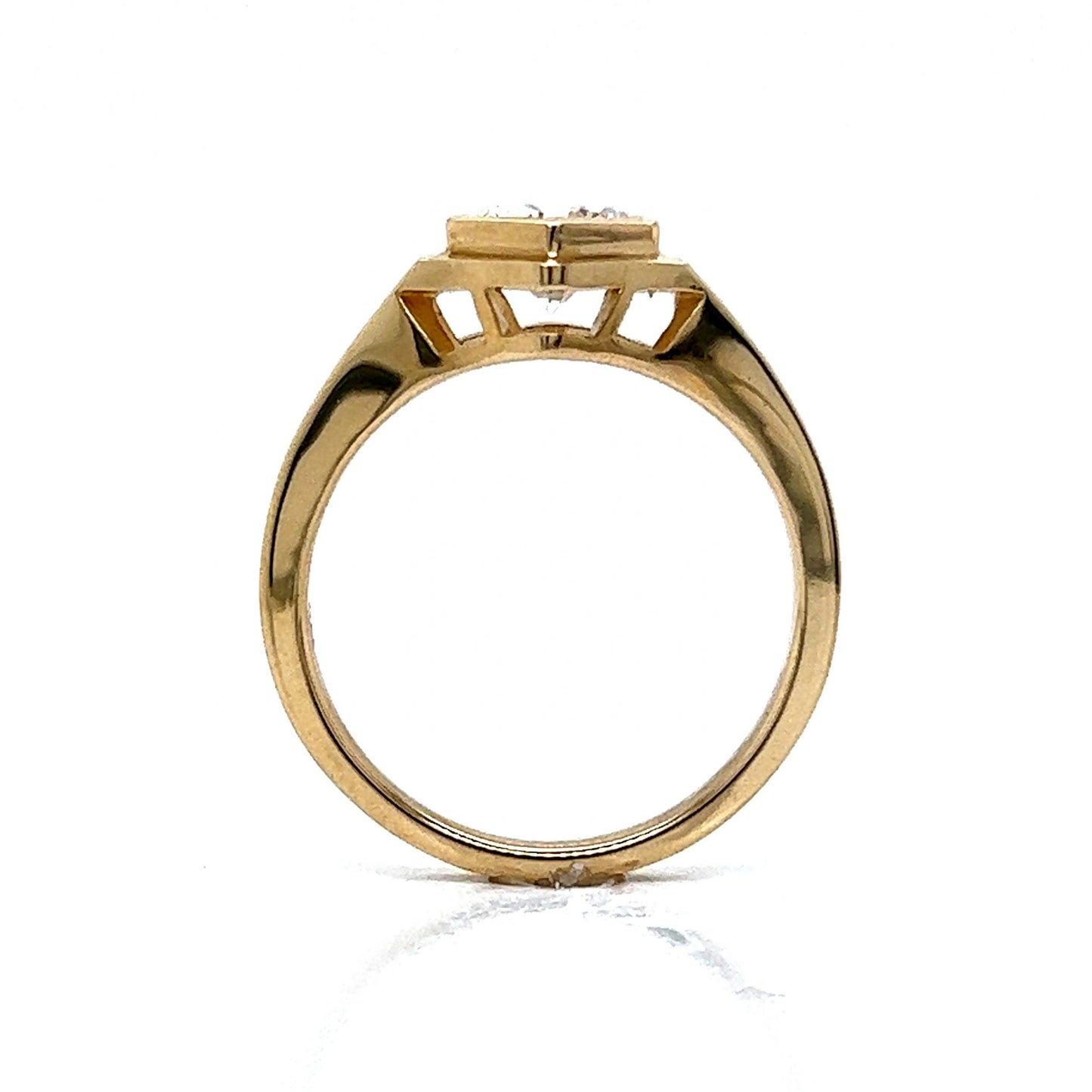 Hexagon Shaped .84 Round Diamond Engagement Ring in 14k Gold