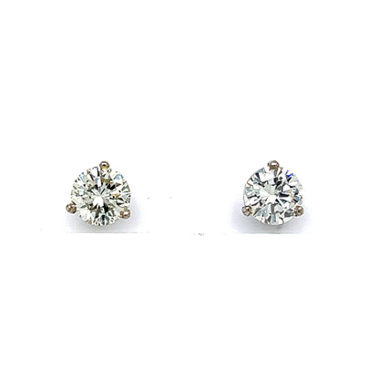 1.57 Martini Basket Diamond Stud Earrings in 14k White Gold