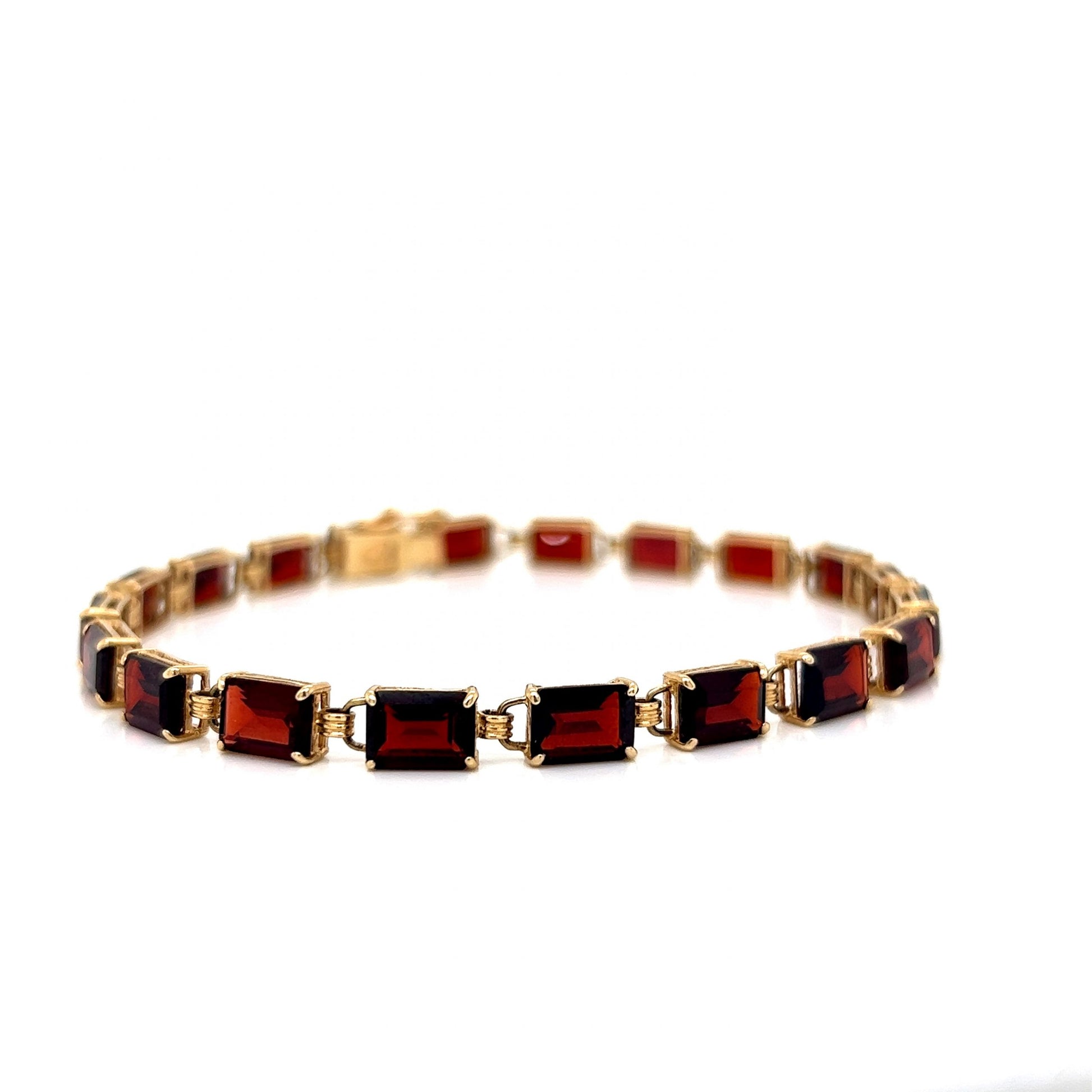 Emerald Cut Garnet Bracelet in 14k Yellow Gold – Filigree Jewelers