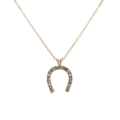 Victorian Diamond Horseshoe Pendant Necklace in 14k Gold