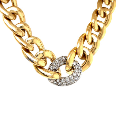 Pave Diamond Curb Link Chain Necklace in 14k Yellow Gold