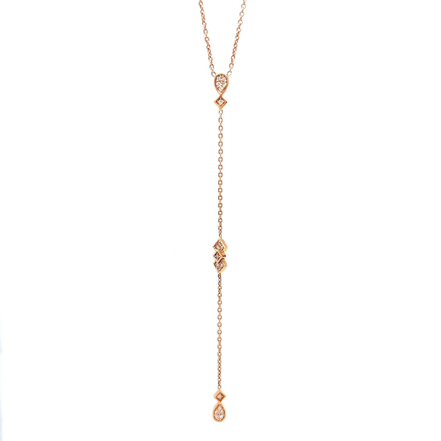 Diamond Station Lariat Necklace in 14k Rose Gold