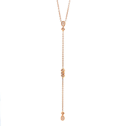 Diamond Station Lariat Necklace in 14k Rose Gold