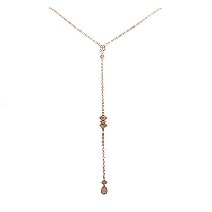 Diamond Station Lariat Necklace in 14k Rose Gold