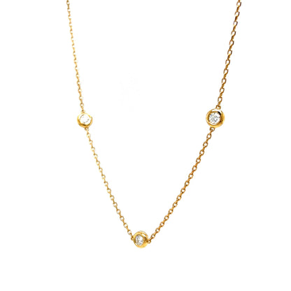 Classic Bezel Set Round Diamond Necklace in 14k Yellow Gold