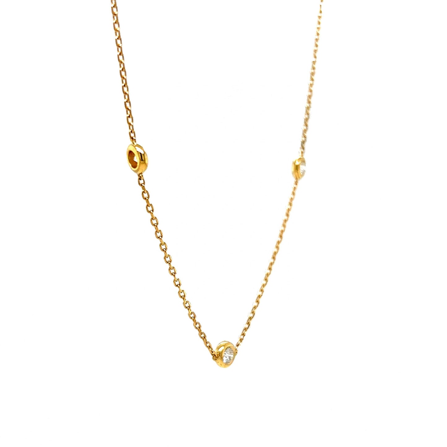 Classic Bezel Set Round Diamond Necklace in 14k Yellow Gold