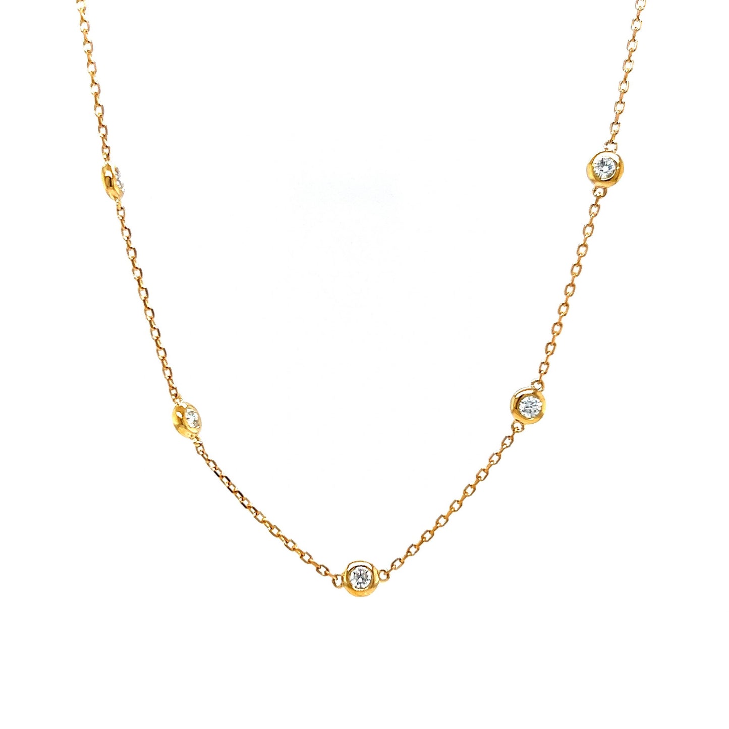 Everyday Round Diamond Bezel Necklace in 14k Yellow Gold