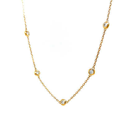 Everyday Round Diamond Bezel Necklace in 14k Yellow Gold