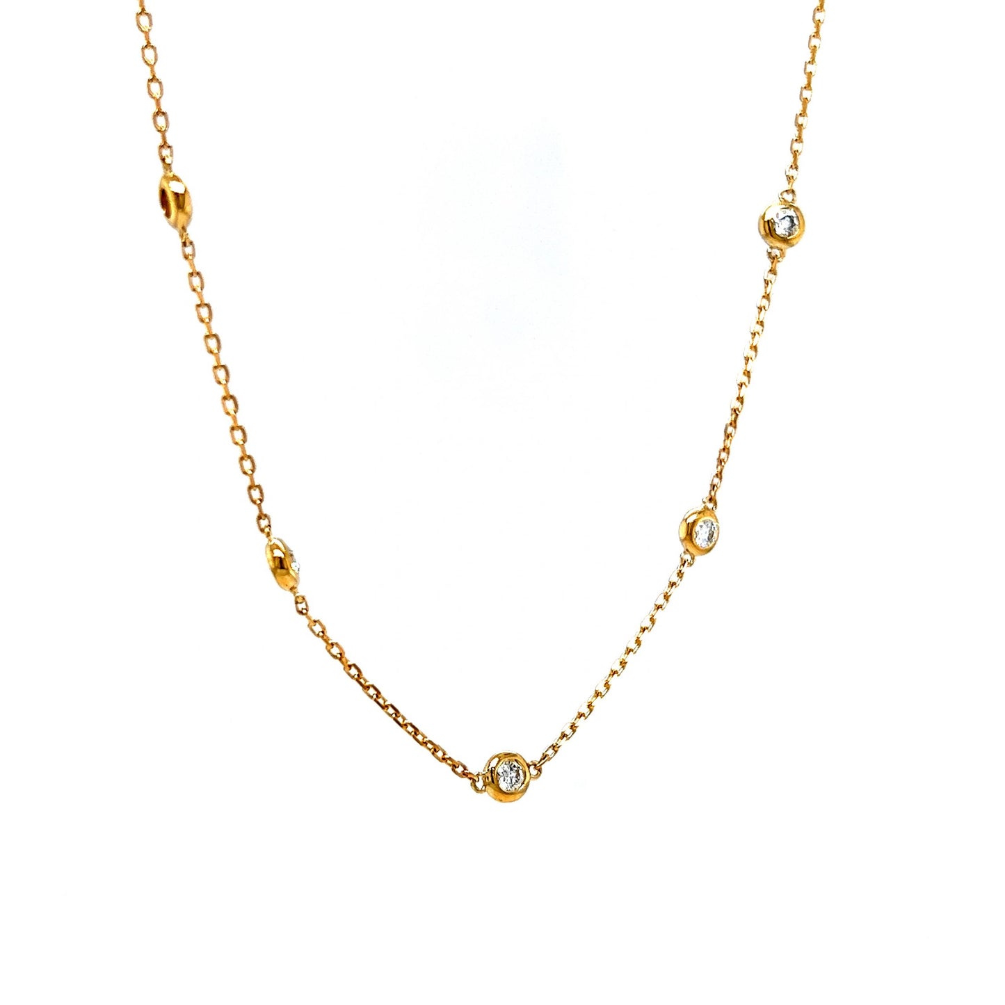 Everyday Round Diamond Bezel Necklace in 14k Yellow Gold