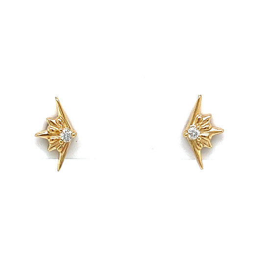 Petite Diamond Starburst Stud Earrings in 14k Yellow Gold