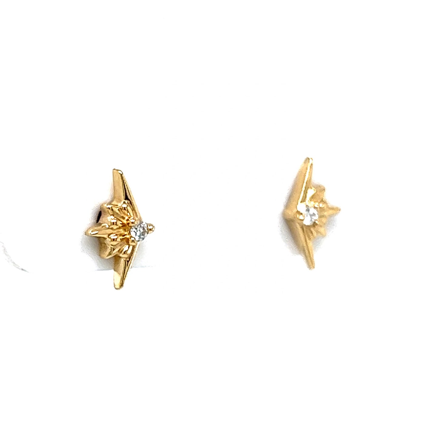 Petite Diamond Starburst Stud Earrings in 14k Yellow Gold