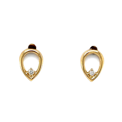 Pear Shaped Diamond Stud Earrings in 14k Yellow Gold