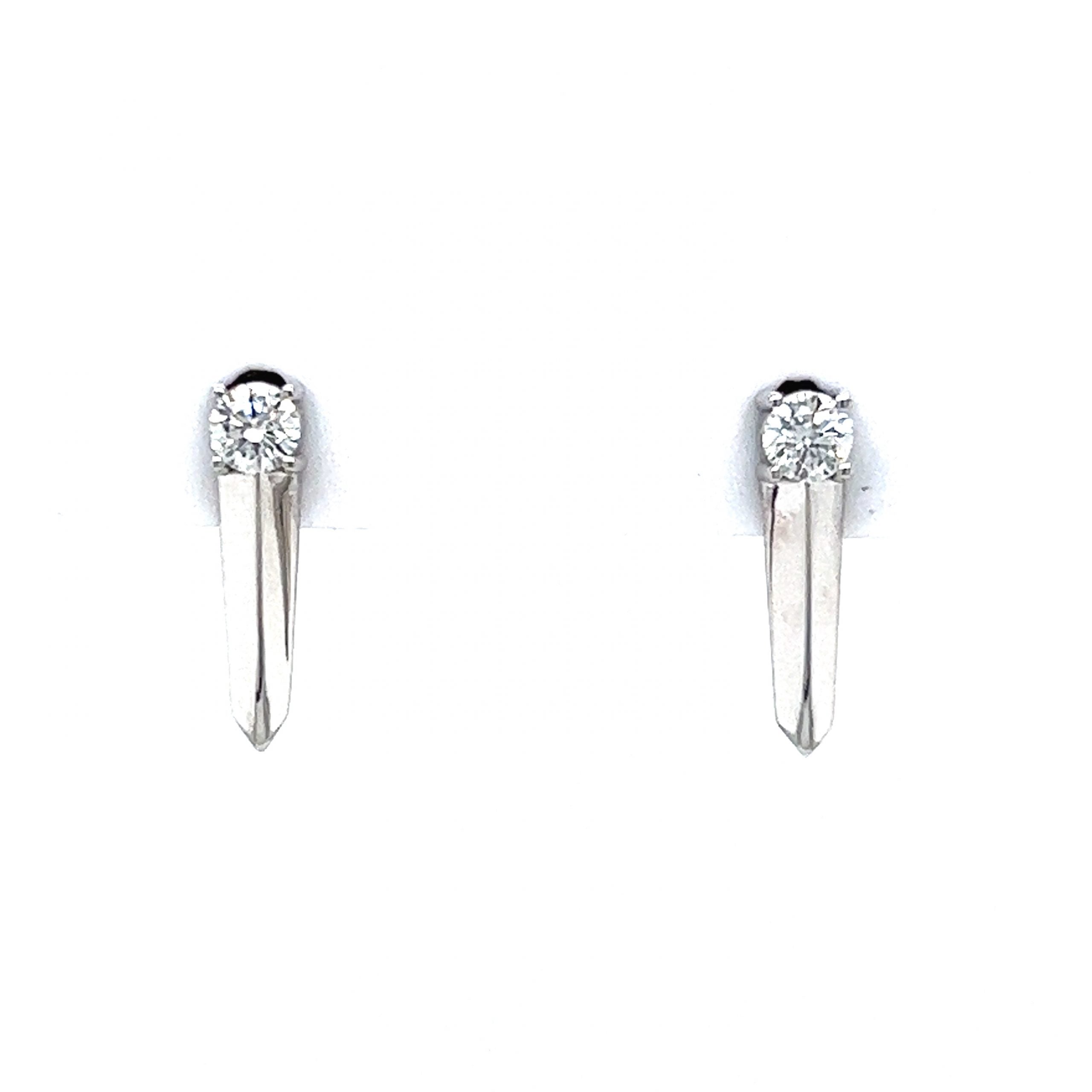 Single Diamond Spike Stud Earrings in 14K White Gold