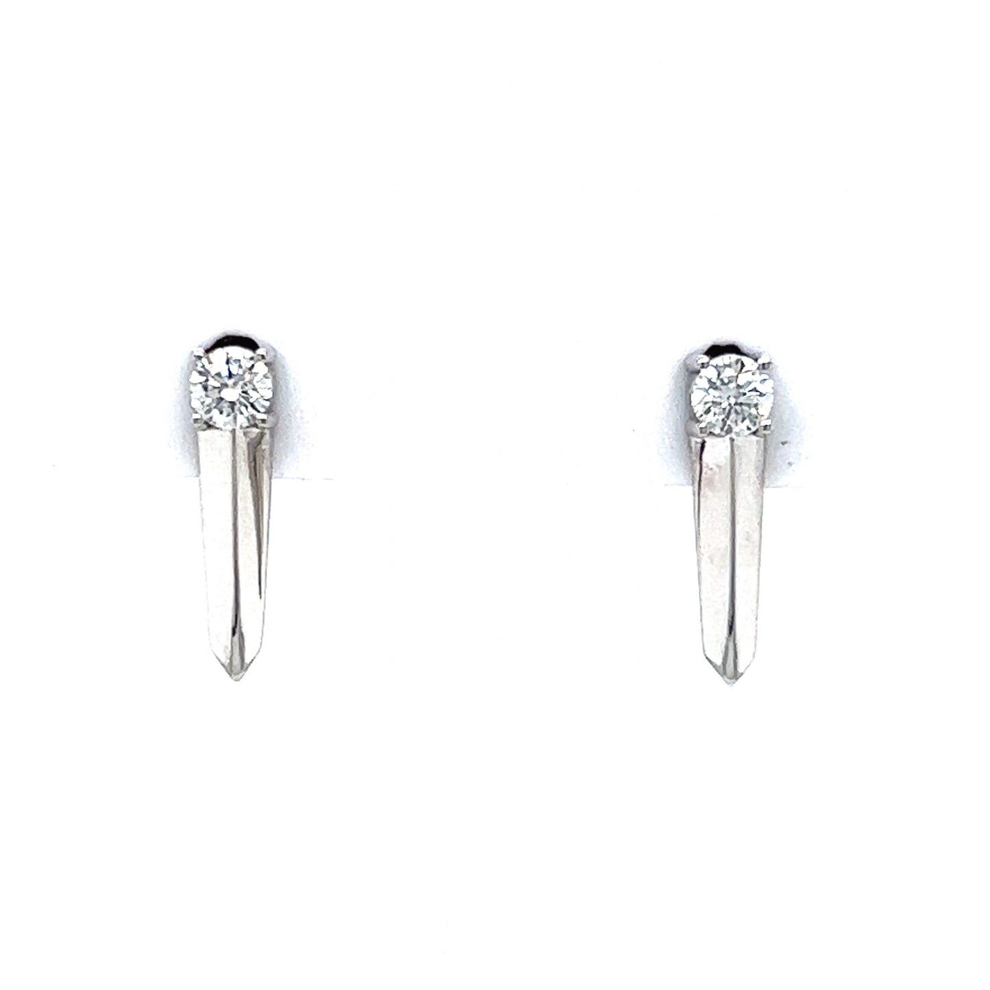 14K Baguette and Round Diamond Spike Studs 14K Rose Gold