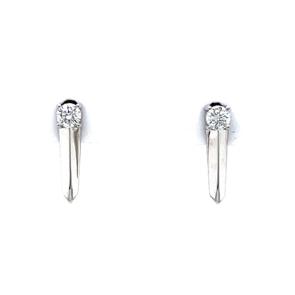 Single Diamond Spike Stud Earrings in 14k White Gold