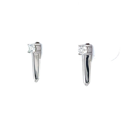 Single Diamond Spike Stud Earrings in 14k White Gold