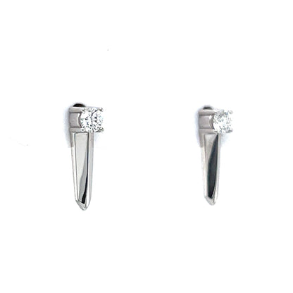 Single Diamond Spike Stud Earrings in 14k White Gold