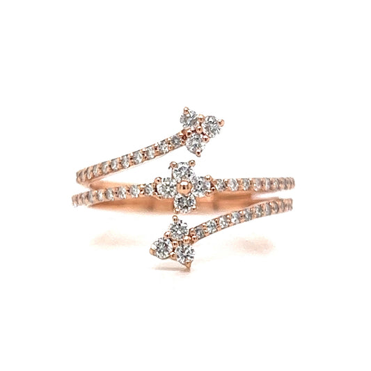 Pave Diamond Arrow Wrap Ring in 14k Rose Gold