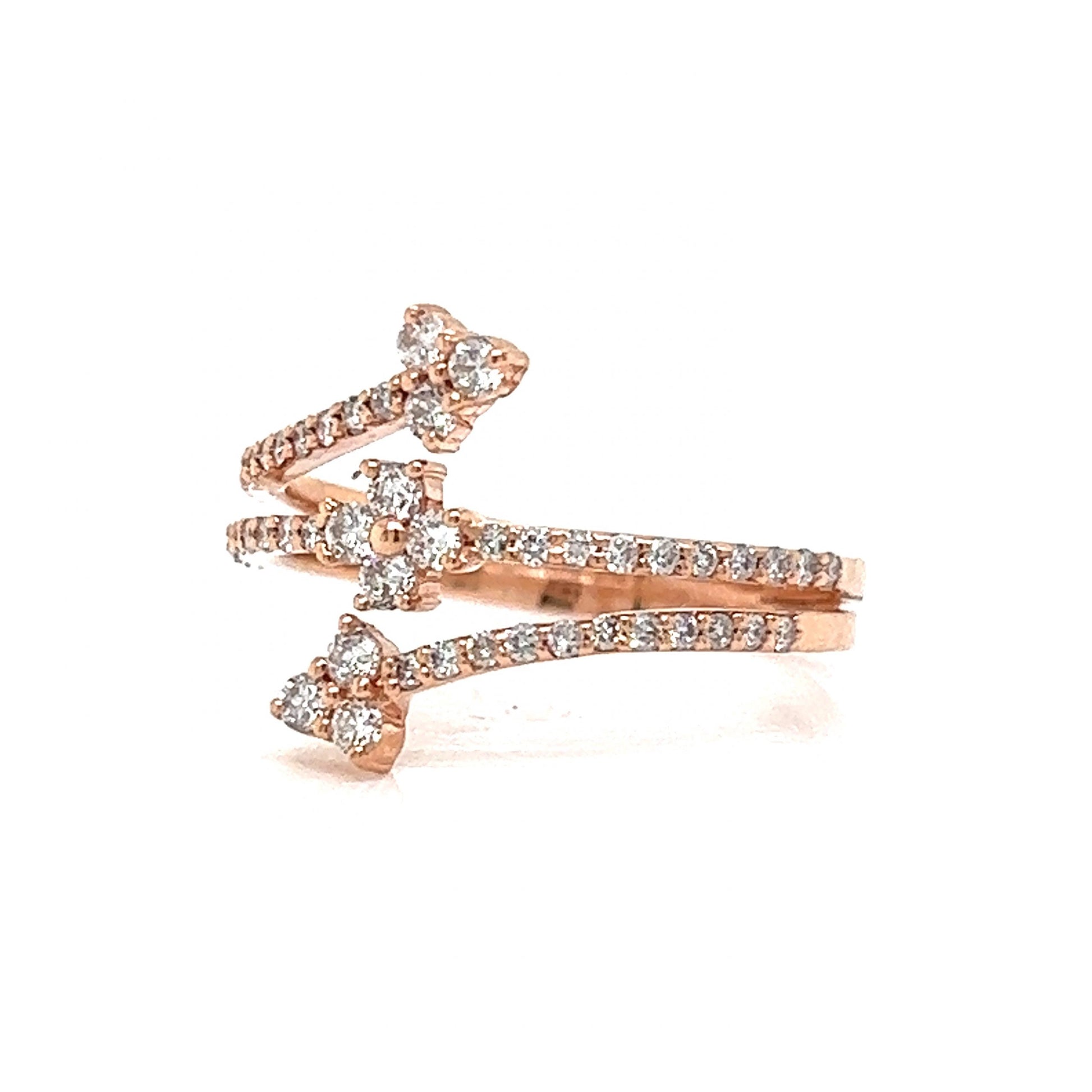 Pave Diamond Arrow Wrap Ring in 14k Rose Gold