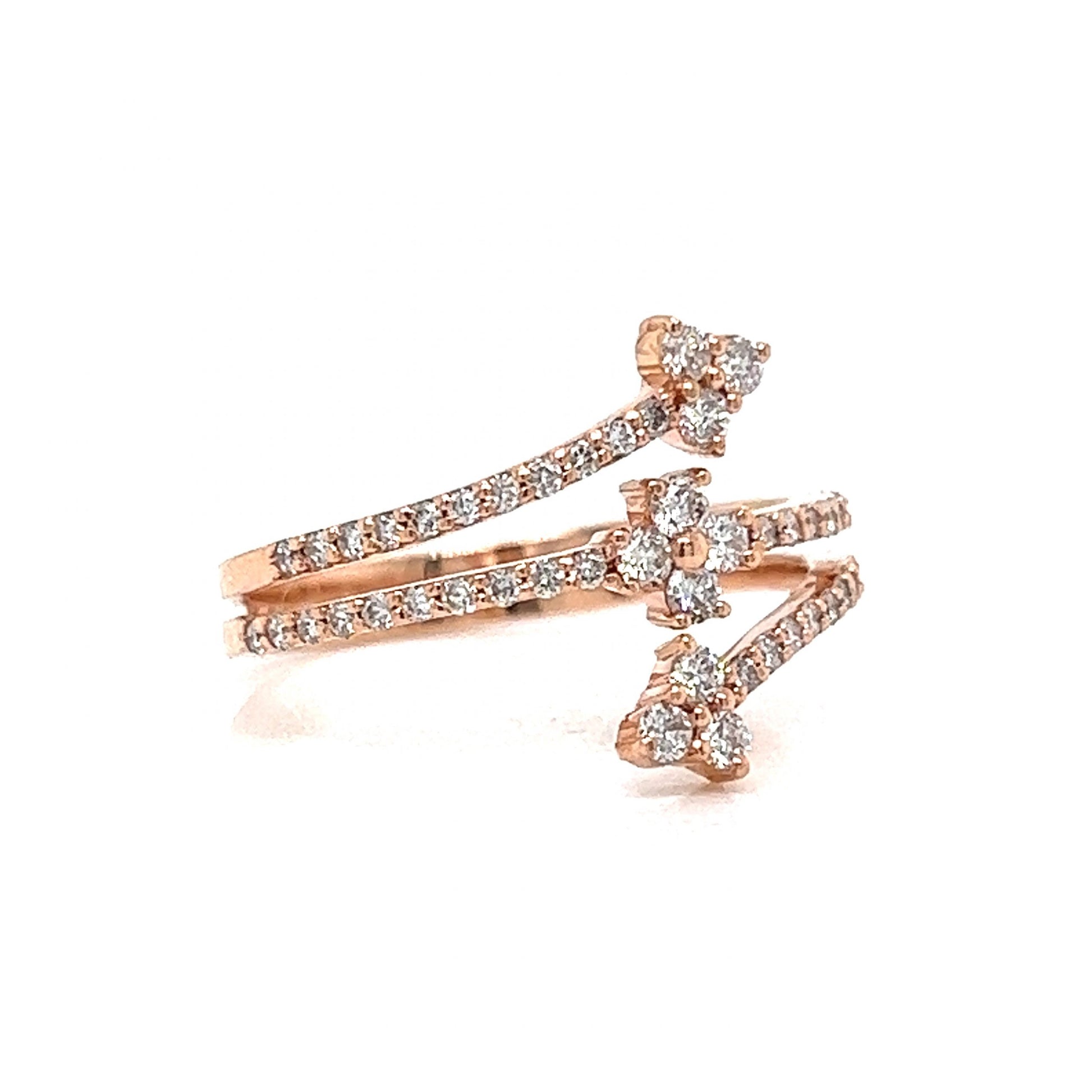 Pave Diamond Arrow Wrap Ring in 14k Rose Gold