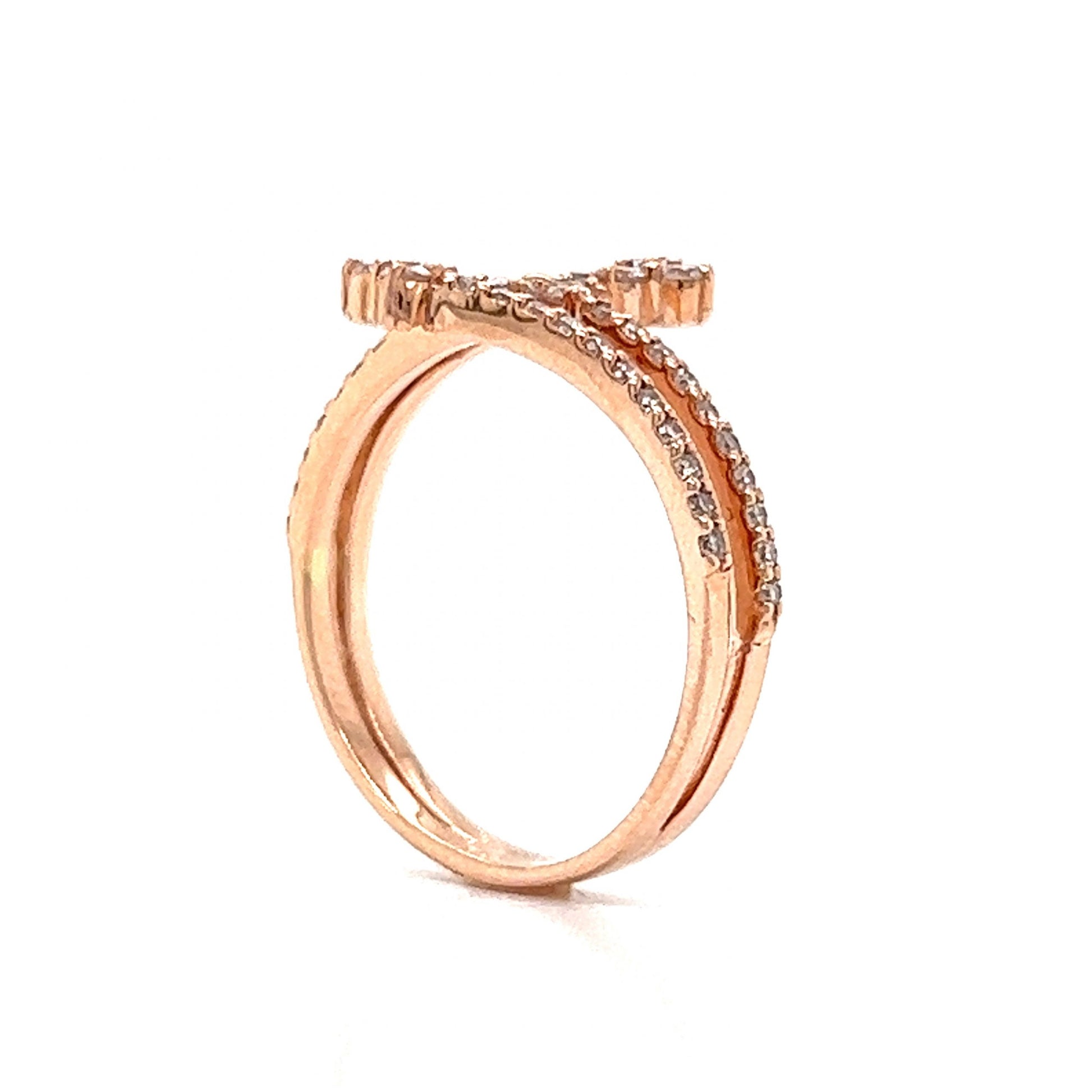 Pave Diamond Arrow Wrap Ring in 14k Rose Gold