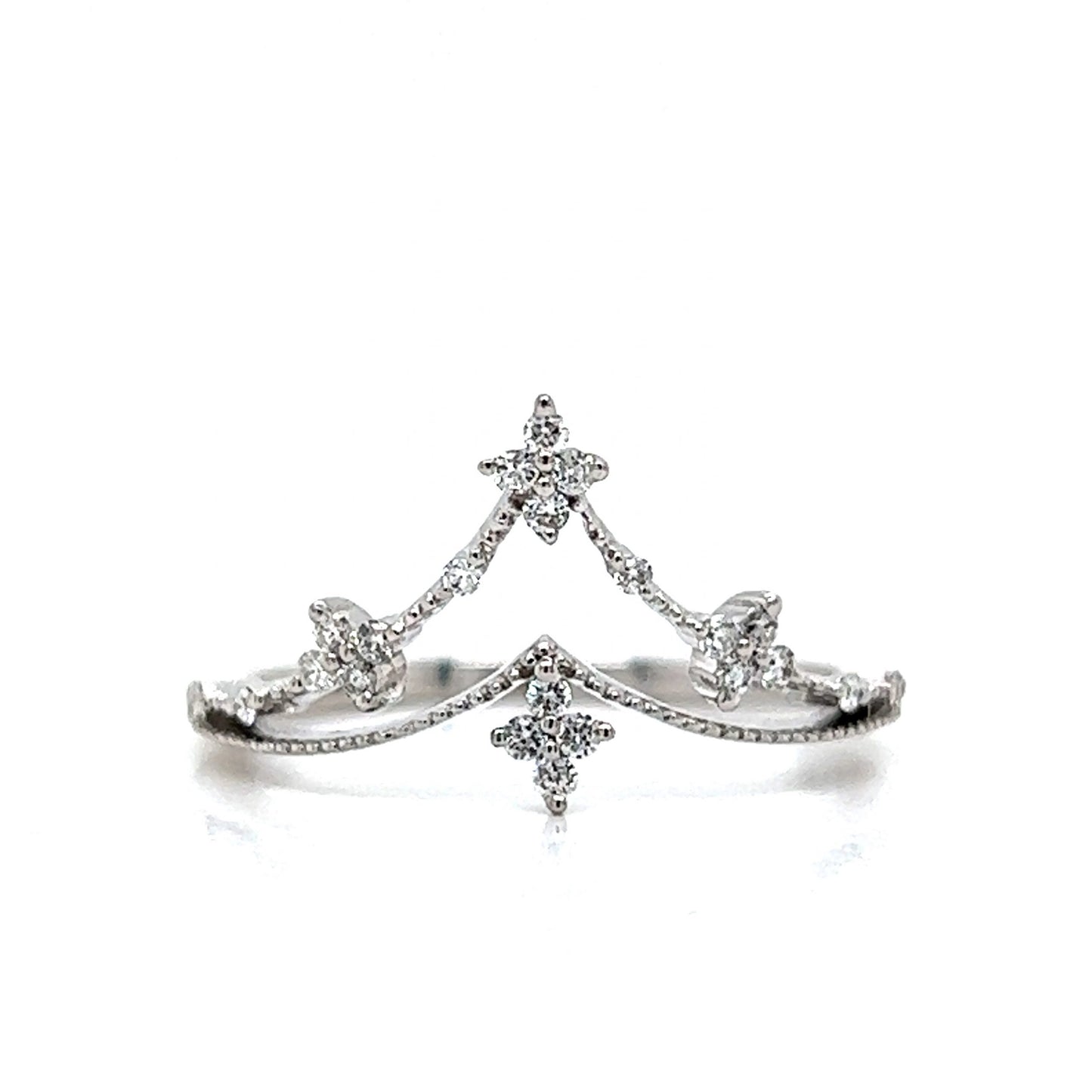 Diamond Tiara Stacking Ring in 14k White Gold