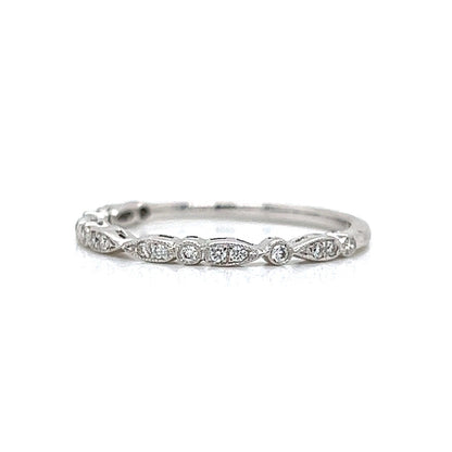 Patterned Diamond Station Wedding Band in 14k White Gold
