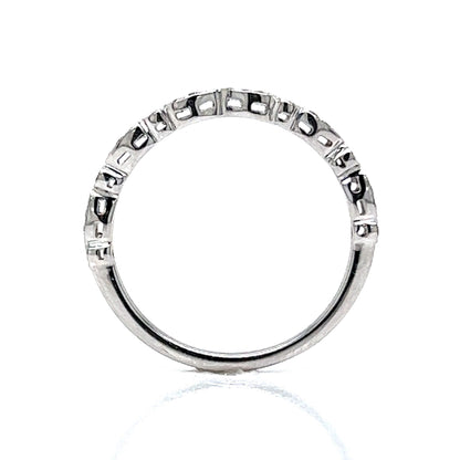 Patterned Diamond Station Wedding Band in 14k White Gold