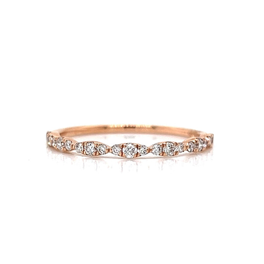 .22 Diamond Station Wedding Band in 14k Rose Gold