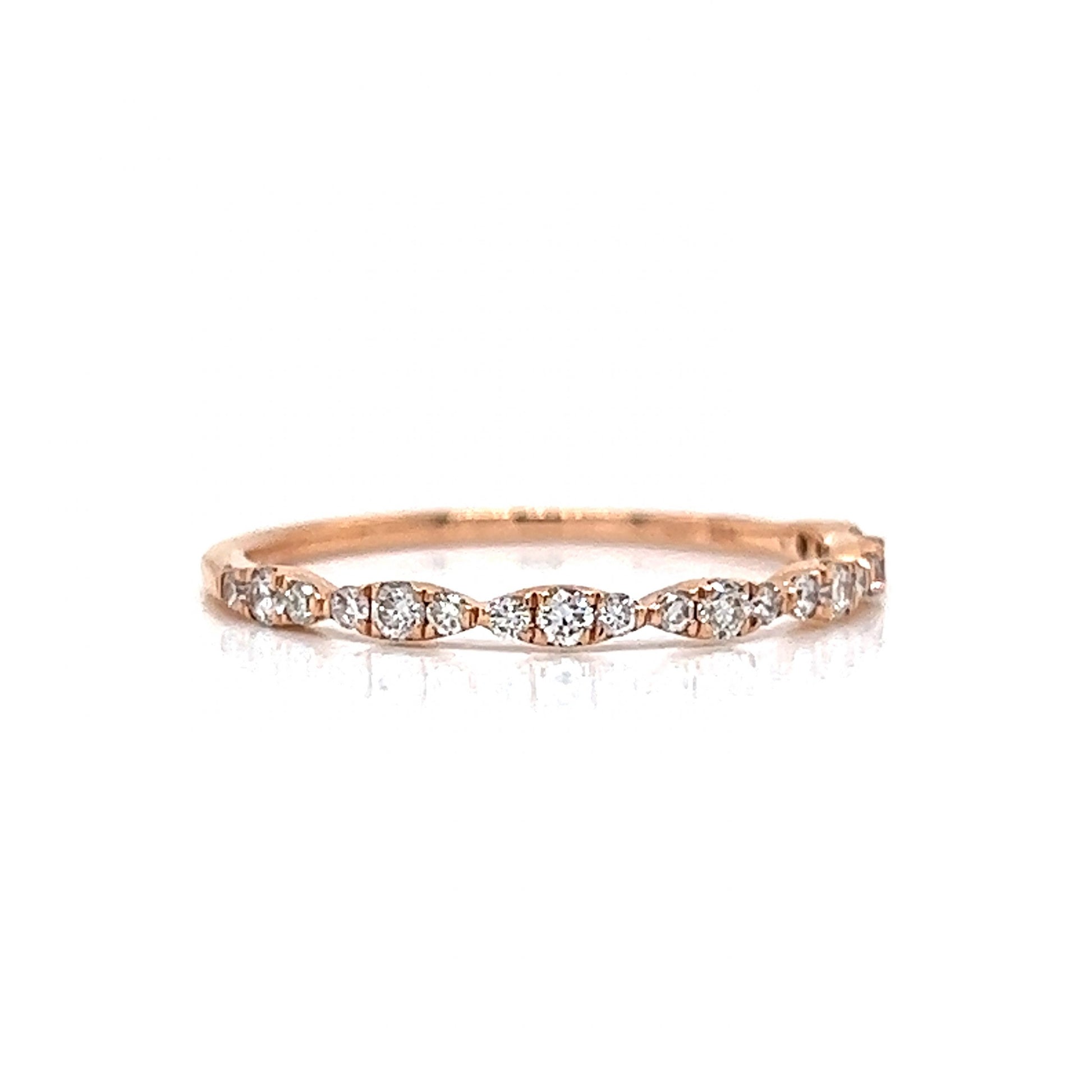 .22 Diamond Station Wedding Band in 14k Rose Gold