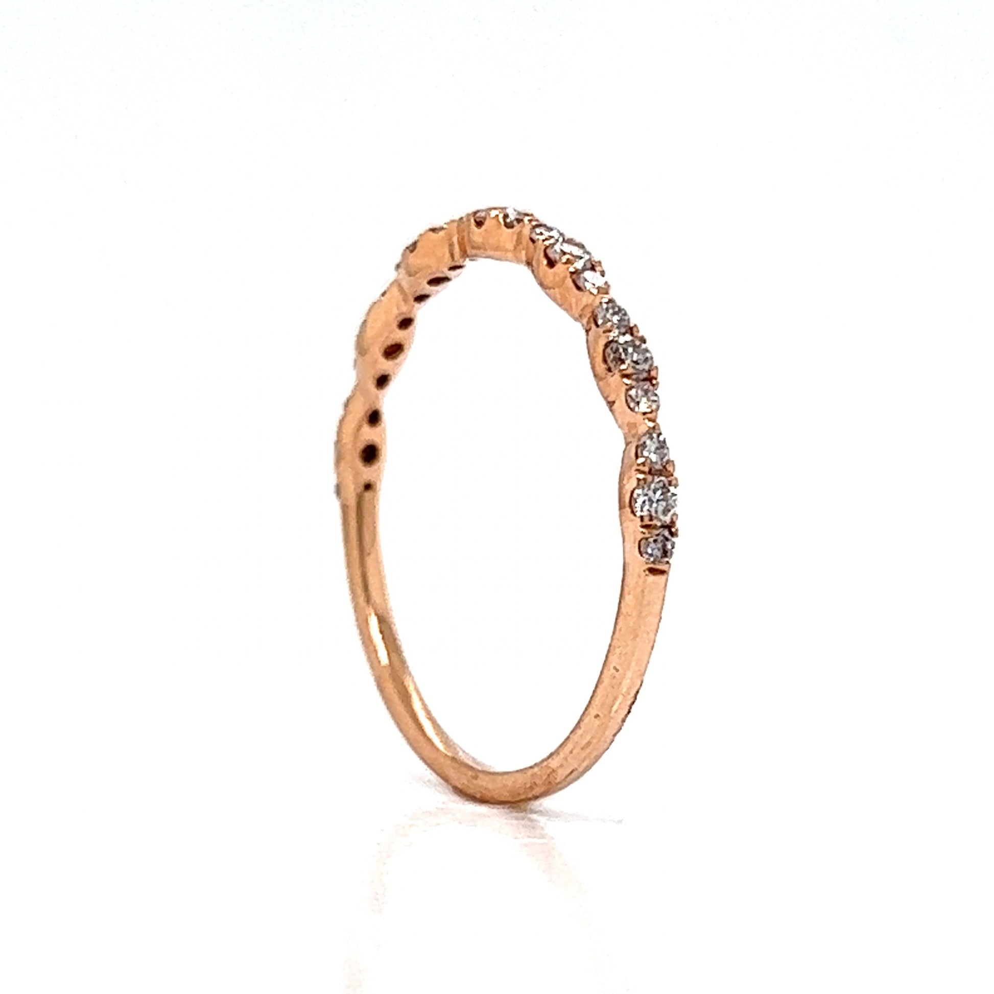 .22 Diamond Station Wedding Band in 14k Rose Gold