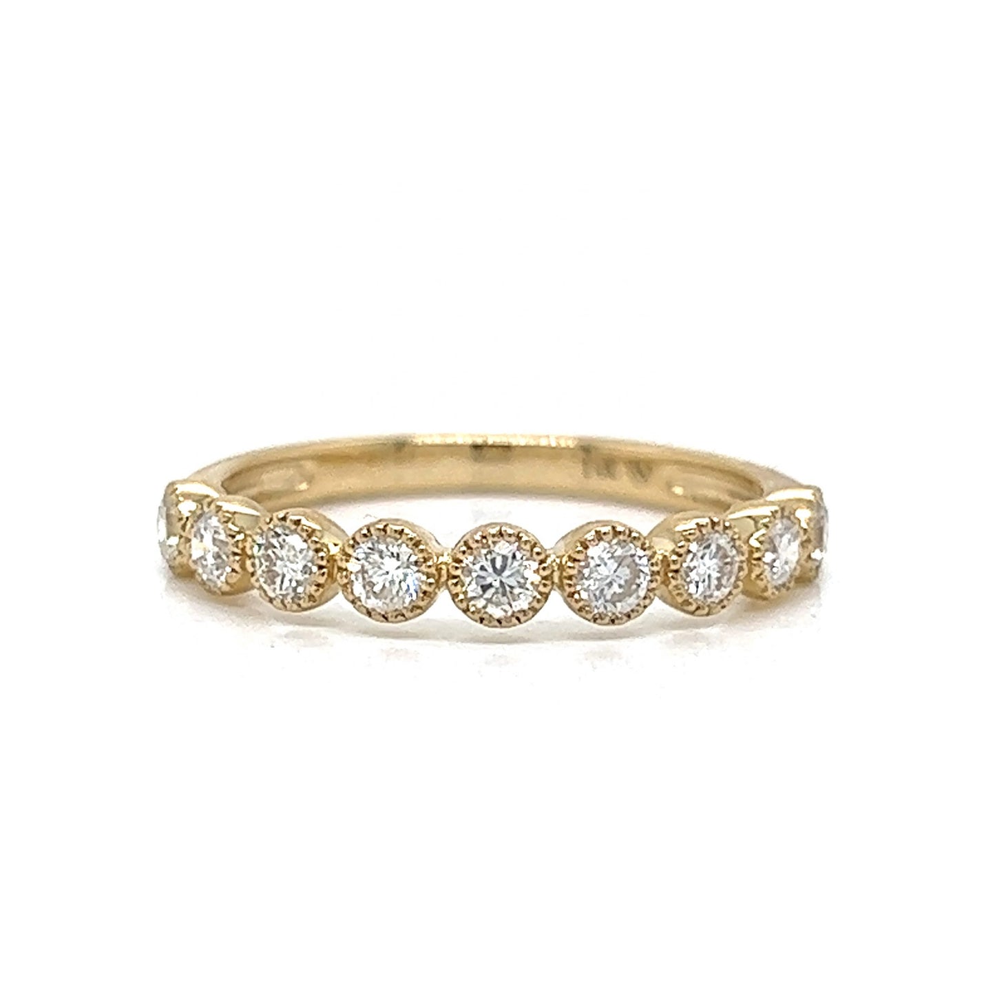 Milgrain Bezel Set Diamond Wedding Band in 14k Yellow Gold